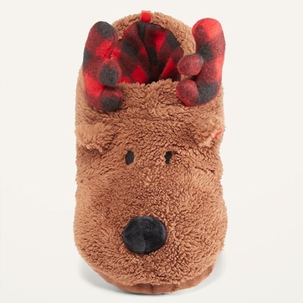 Old Navy Faux-Fur Reindeer Slippers For Kids Size 1-2